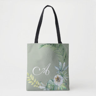 Bolso De Tela Foliage Tropical Personalizado Sage