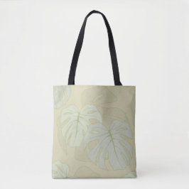 Bolso De Tela Follaje de Monstera en verde suave
