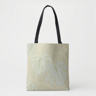 Bolso De Tela Follaje de Monstera en verde suave