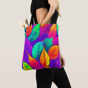 Bolso De Tela Follaje Vibrante: Neon de Dibujos Animados 