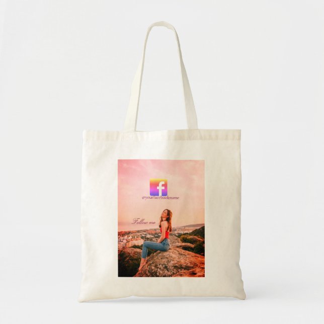 Bolso De Tela follow us facebook username social media photo  (Frente)