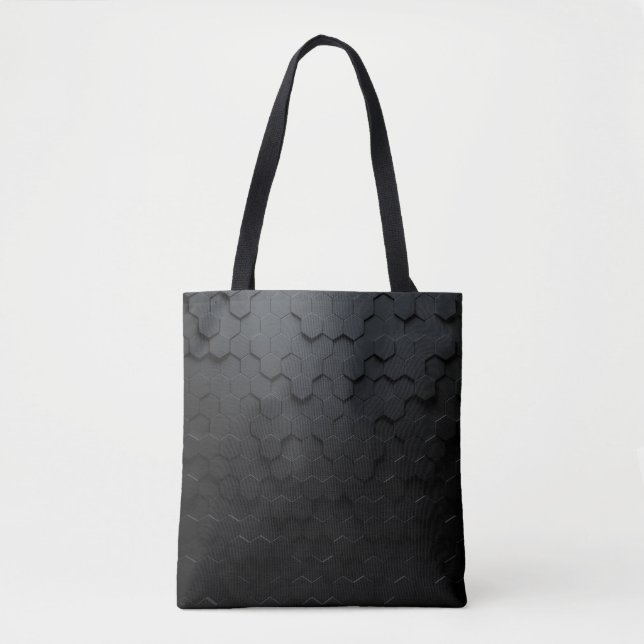 Bolso De Tela Fondo abstracto triangular negro, Surfa Grunge (Anverso)