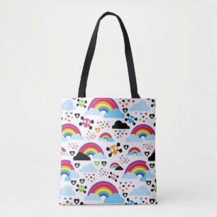 Bolso De Tela Fondo adolescente del cráneo del arco iris del em