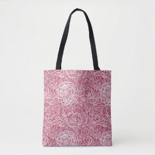 Bolso De Tela Fondo azul de modelo de flores del cordón