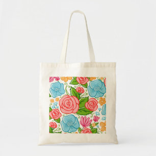 Bolso De Tela Fondo blanco de flores coloridas
