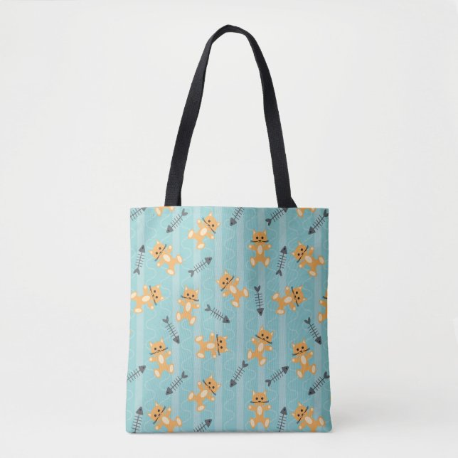 Bolso De Tela fondo con los gatos (Anverso)