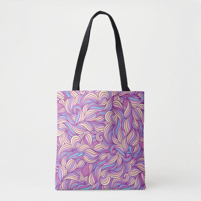 Bolso De Tela Fondo con ondas de doodle abstractas  (Anverso)