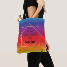 Bolso De Tela fondo de atardecer audaz con cita "sunshine"