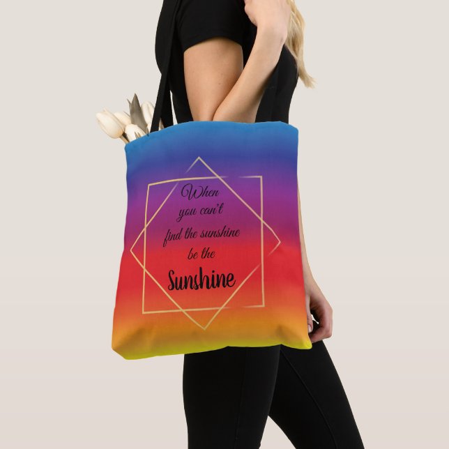 Bolso De Tela fondo de atardecer audaz con cita "sunshine" (Detalle)