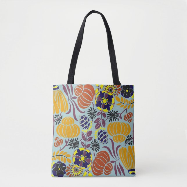 Bolso De Tela fondo de diseño floral (Anverso)