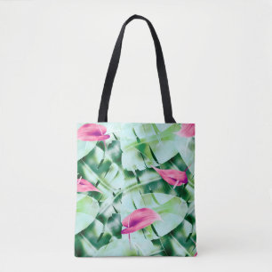 Bolso De Tela Fondo de patrón de hojas tropicales sin foco, retr