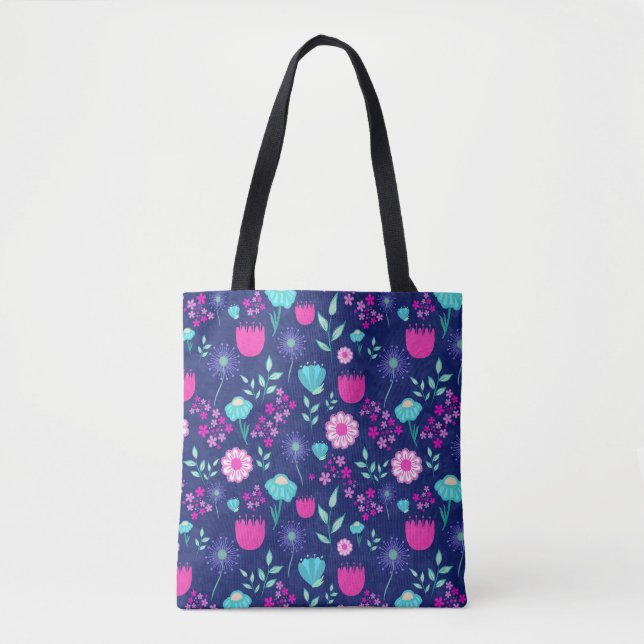 Bolso De Tela Fondo de patrón floral corto (Anverso)