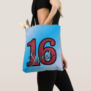 Bolso De Tela Fondo De Purpurina Rojo Y Gradiente Azul