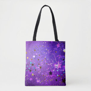 Bolso De Tela Fondo de Relieve metalizado púrpura con estrellas