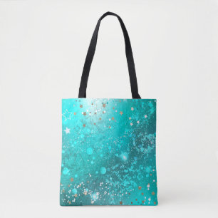 Bolso De Tela Fondo de Relieve metalizado turquesa de mimbre