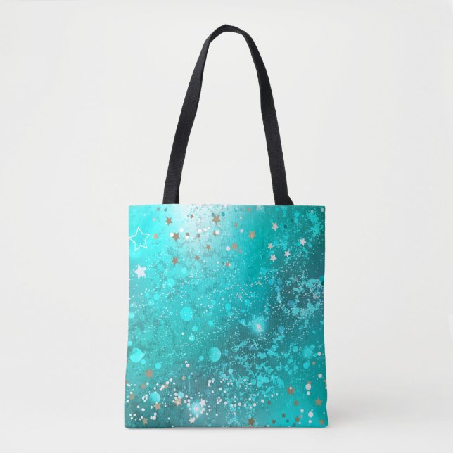 Bolso De Tela Fondo de Relieve metalizado turquesa de mimbre (Anverso)