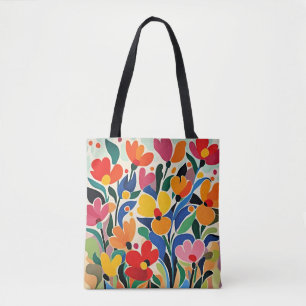 Bolso De Tela Fondo floral abstracto, vibrante,