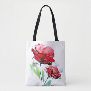 Bolso De Tela Fondo floral pintado extracto