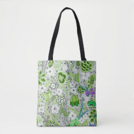 Bolso De Tela Fondo floral verde