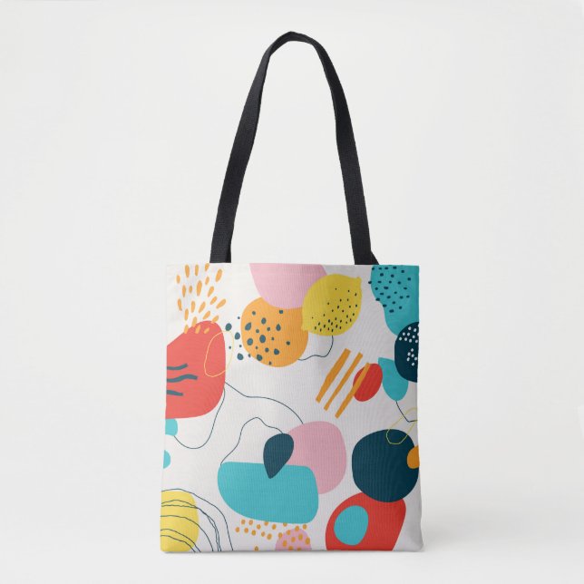 Bolso De Tela Fondo garabato moderno. Doodl geométrico de moda (Anverso)