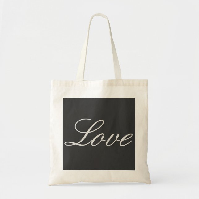 Bolso De Tela Fondo Gris Elegante Boda de Amor (Frente)