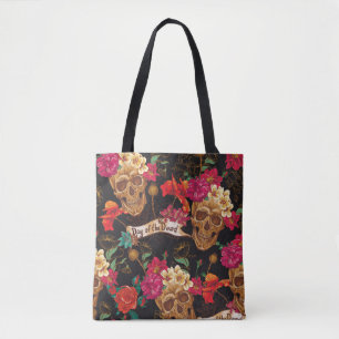 Bolso De Tela Fondo muerto del Día de las Flores de Calavera