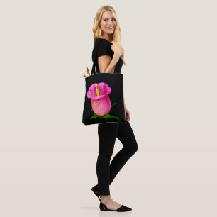 Bolso De Tela Fondo negro de Bellflower rosa