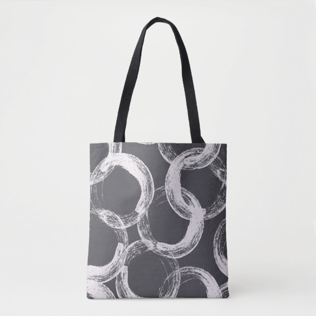 Bolso De Tela Fondo negro sin foco geométrico de círculo (Anverso)