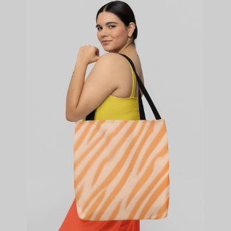 Bolso De Tela fondo rayado blanco y naranja