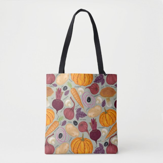 Bolso De Tela Fondo retro de verduras frescas (Anverso)