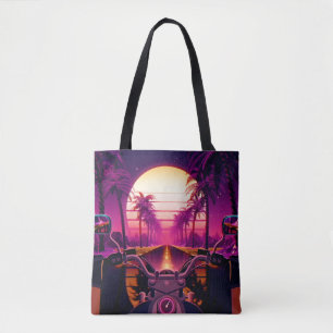 Bolso De Tela Fondo retro futurista de ciencia ficción de los añ