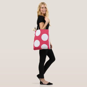 Bolso De Tela Fondo rojo con círculos blancos. Lunares
