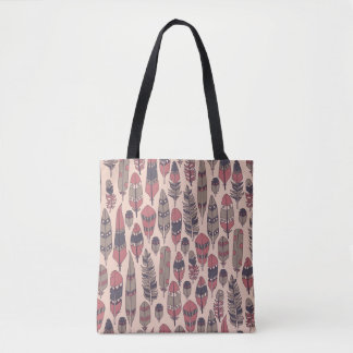 Bolso De Tela fondo vintage con plumas abstractas de colores