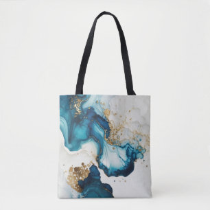 Bolso De Tela Fondos de tinta azul y dorada de alcohol