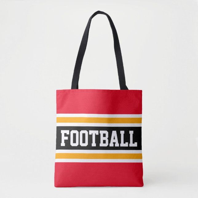 Bolso De Tela FOOTBALL Atlético Brillante Rojo Rayas Amarillo Ne (Anverso)