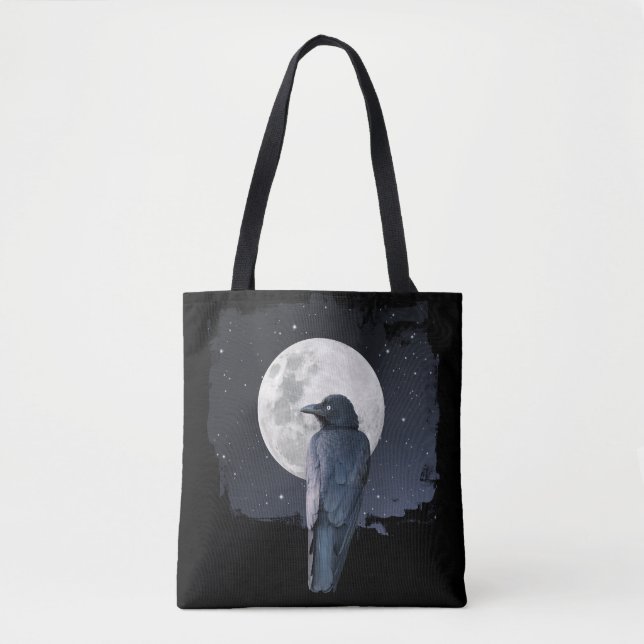 Bolso De Tela Forest Raven Cold Moon (Anverso)