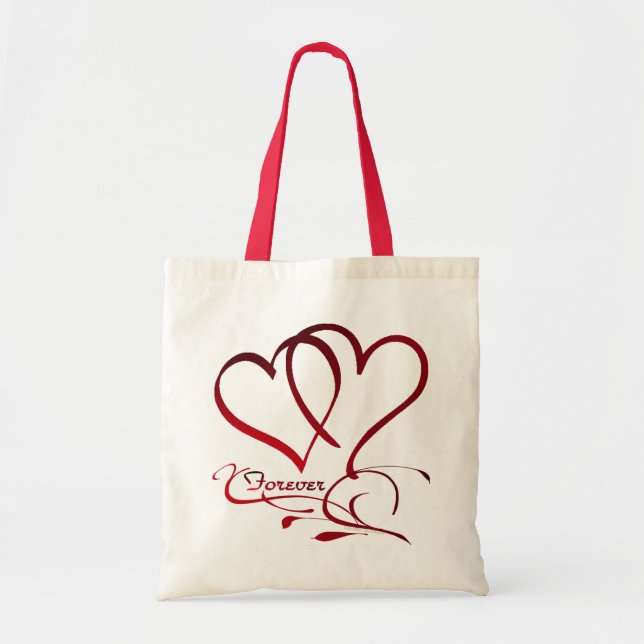 Bolso De Tela Forever Hearts Red on White (Frente)