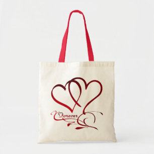 Bolso De Tela Forever Hearts Red on White