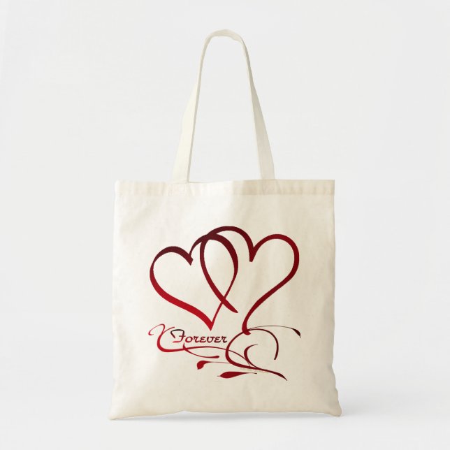 Bolso De Tela Forever Hearts Red on White (Frente)