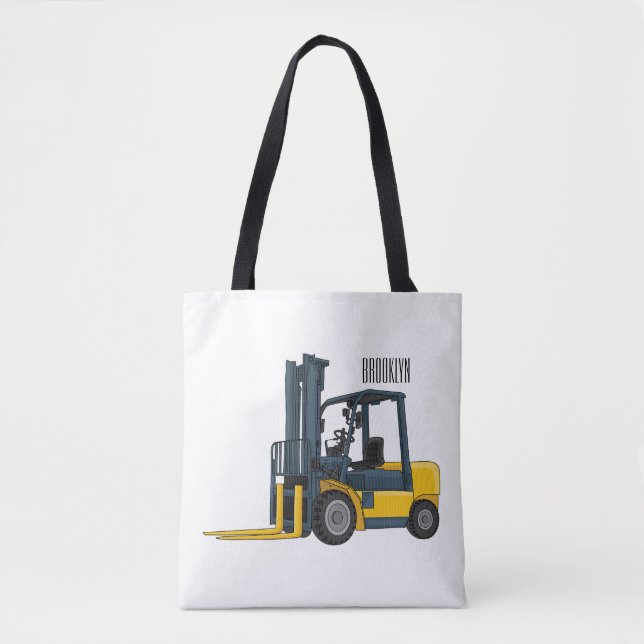 Bolso De Tela Forklift cartoon illustration (Anverso)