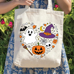 Bolso De Tela Forma de corazón de amor Spooky Halloween mantiene