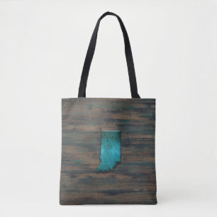 Bolso De Tela Forma de estado de Indiana Verde azulada