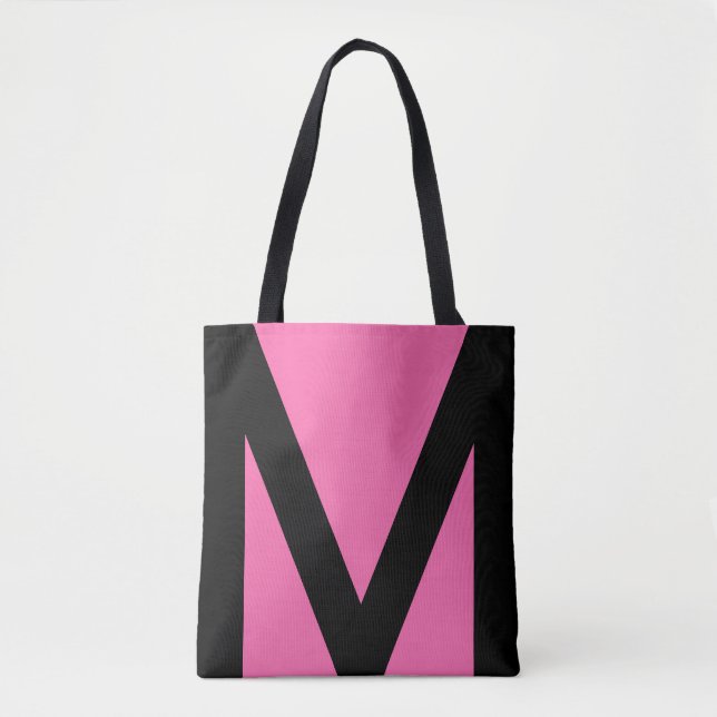 Bolso De Tela Forma geométrica abstracta en rosa negro y neón (Anverso)