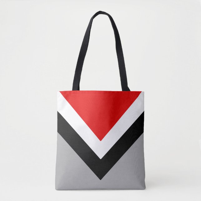 Bolso De Tela Forma geométrica moderna en blanco y rojo gris neg (Anverso)
