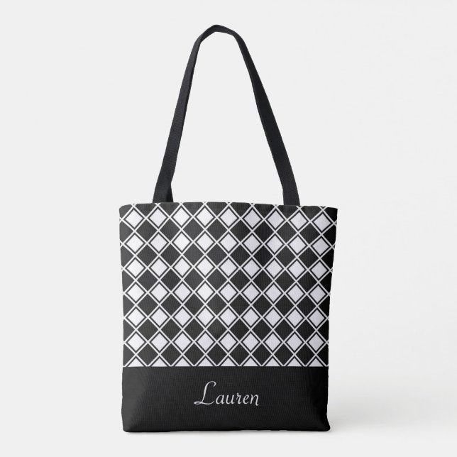 Bolso De Tela Forma geométrica personalizada de diamante blanco  (Reverso)