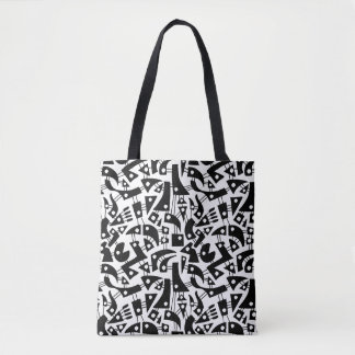 Bolso De Tela Formas abstractas 180318 - Negro sobre blanco