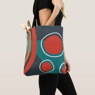Bolso De Tela Formas abstractas boho, arte de línea colorido