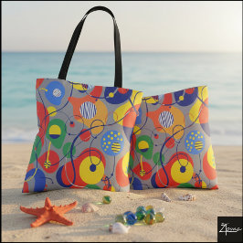 Bolso De Tela Formas abstractas de color primario con fondo gris