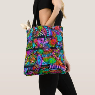 Bolso De Tela Formas abstractas muy coloridas arte 10