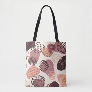 Bolso De Tela Formas Abstractas, Orgánicas Rojas Marrones.